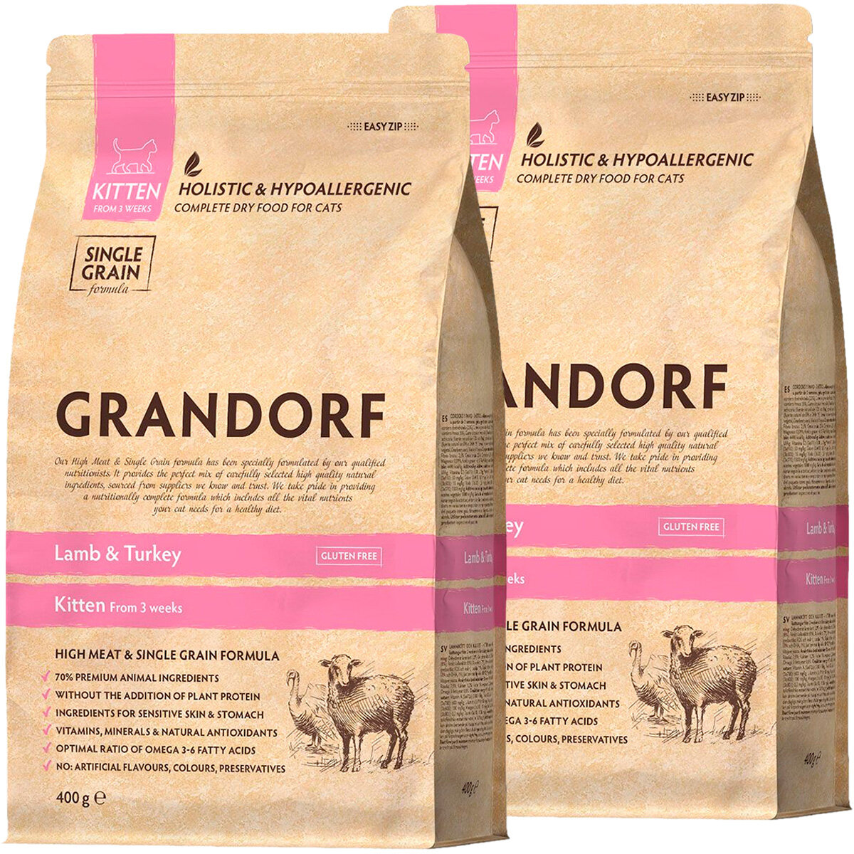 Grandorf Indoor Lam En Kalkoen Hypoallergeen Single Grain Kattenvoer Huiskatten 2 Kg 3327872100