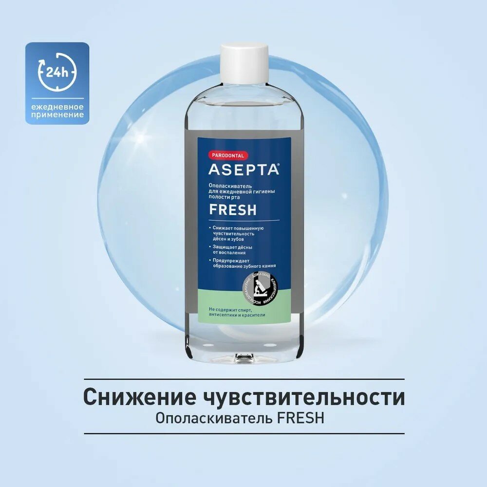 Ополаскиватель Вертекс ASEPTA FRESH, для защиты полости рта, лайм-мята, 250мл — фото 1