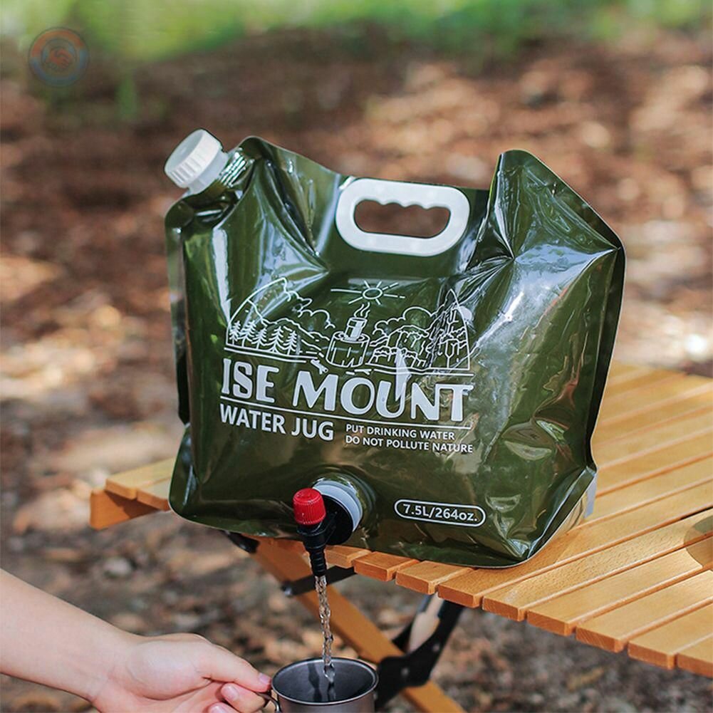 Складная сумка-канистра для воды 75 л с клапаном и ручкой легкая туристическая емкость для кемпинга пикника и барбекю компактная переносная система хранения воды на природе