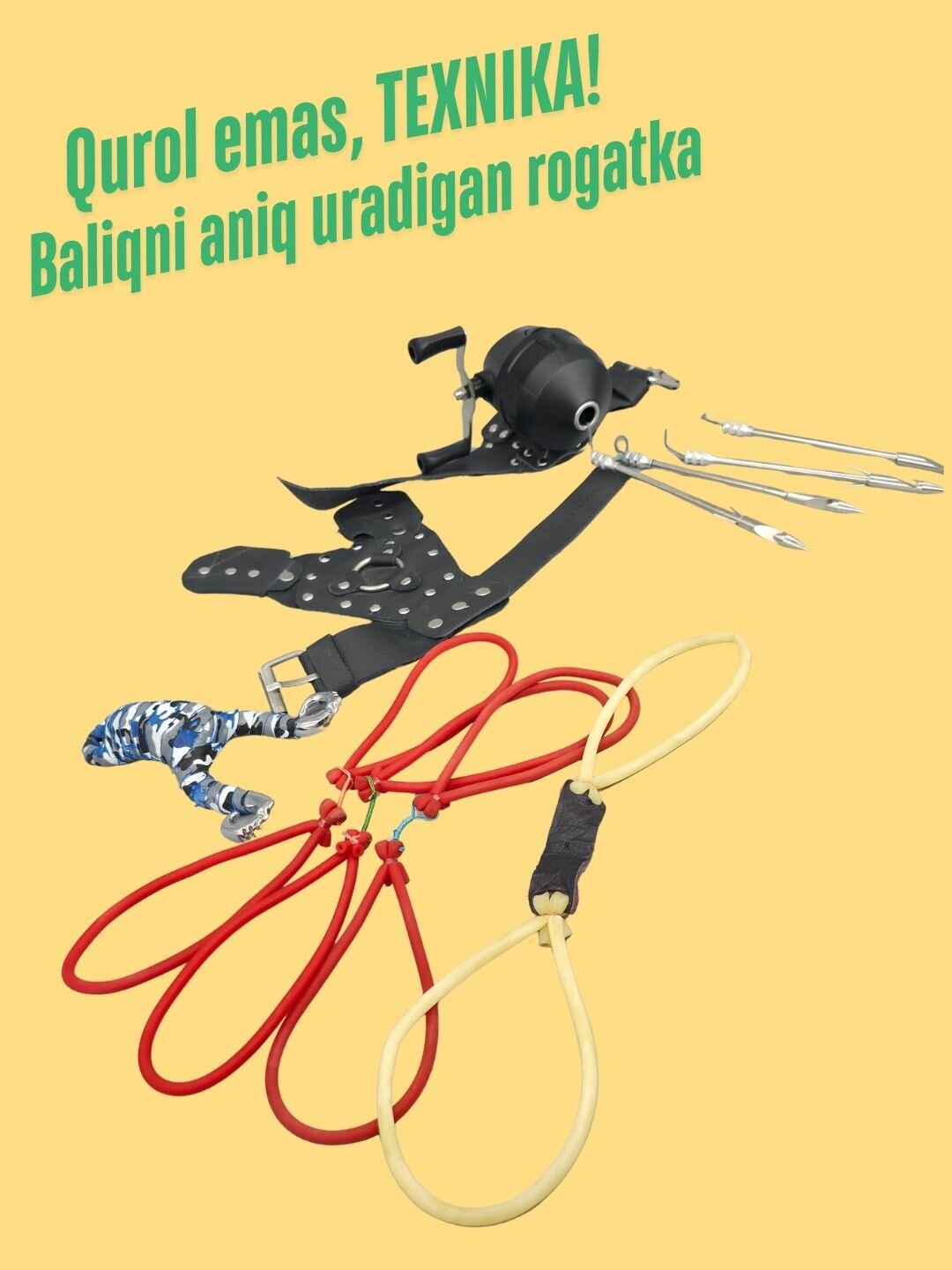 Рогатка для рыбалки в комплекте с 4 дротиками и резинками syqt — фото 1