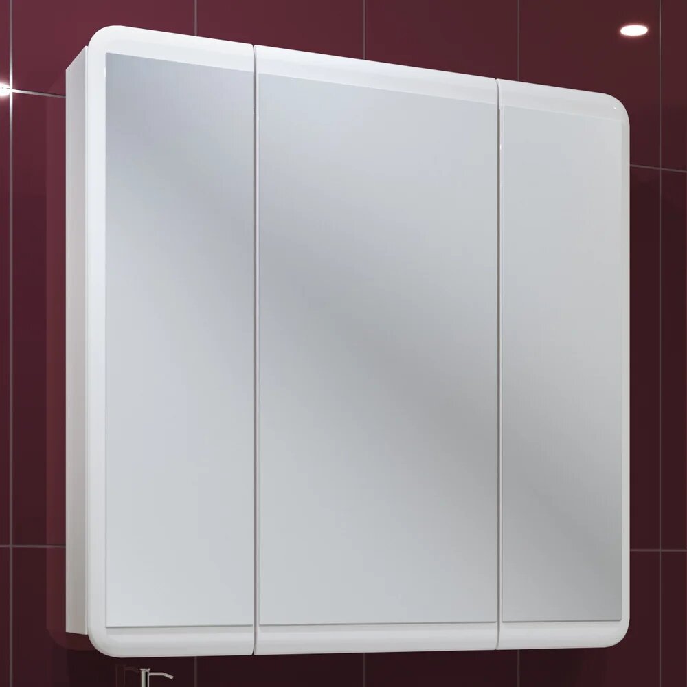 Зеркало-шкаф Runo Эрика 80 80 см белое в современном стиле
