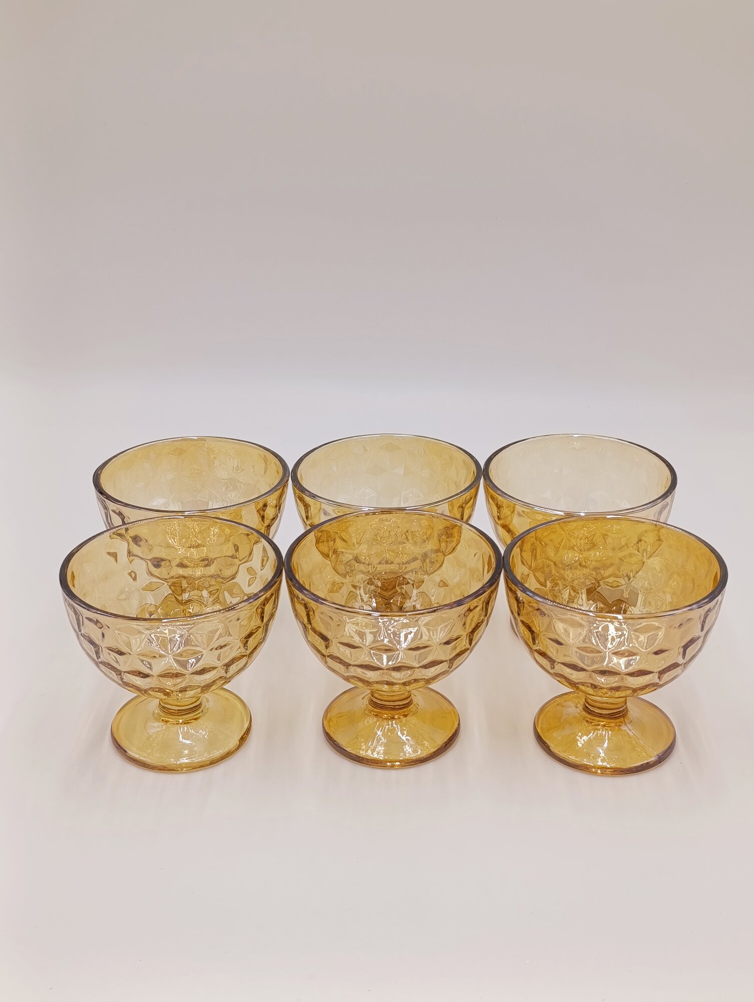 Креманки GOLD HAPPY KITCHEN, цветное стекло, янтарный, геометрический узор