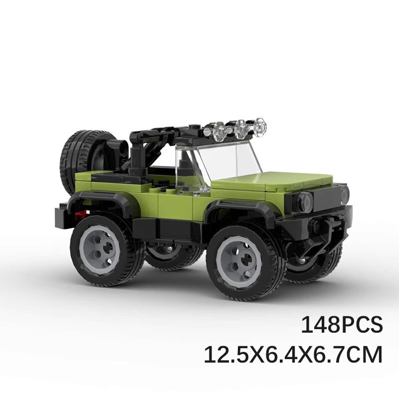 Строительные блоки MOC совместимы с кабриолетом Suzuki Jimny LEGO 47774, собранной моделью серии внедорожников.