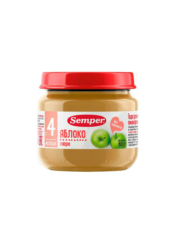 Пюре Semper яблоко 4м+ 80 гр