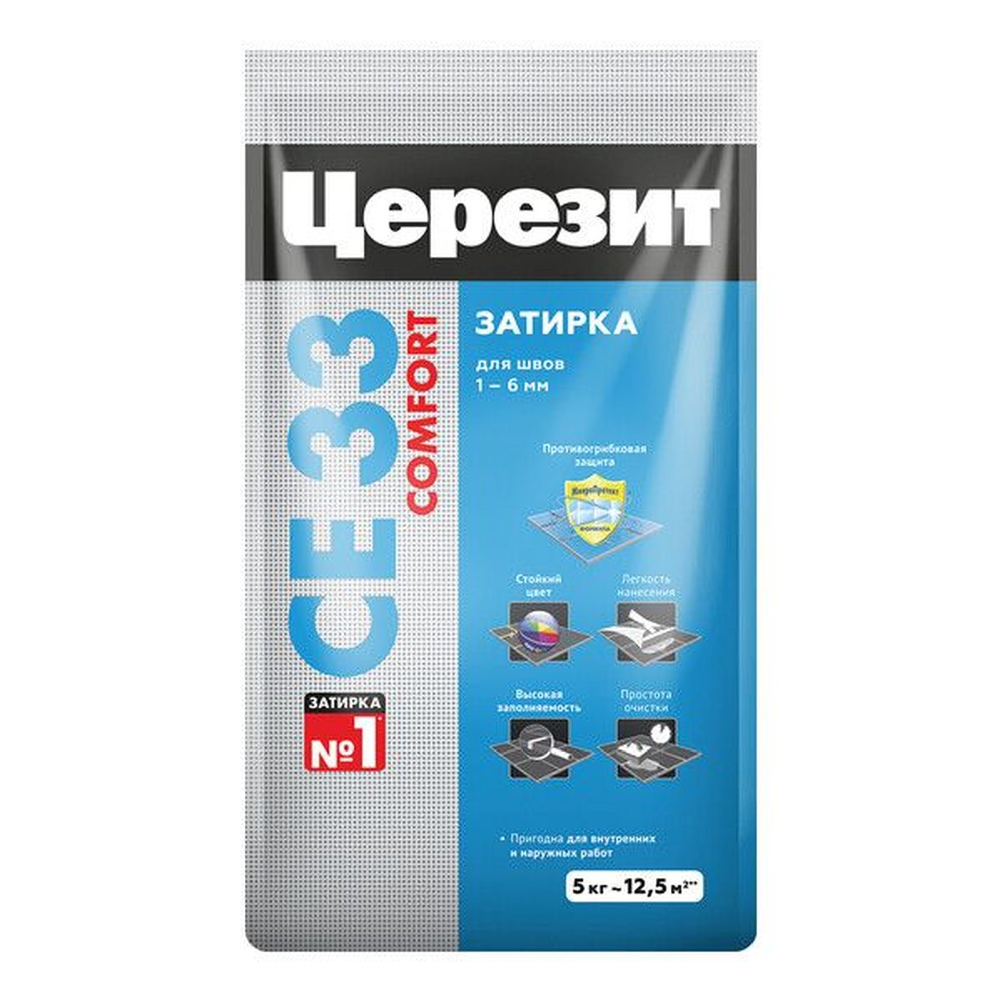 Затирка Церезит CE 33 comfort 07 цементная 5 кг 1 шт серая