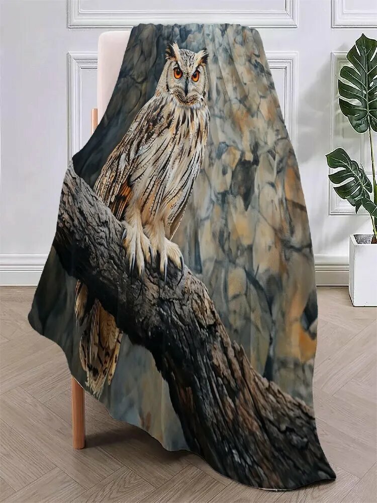 Плед с фотопринтом Животное сова  Фланель 200 см х 150 см