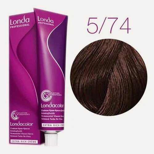Изображение товара Стойкая крем-краска для волос Londa Professional, 5/74 светлый шатен коричнево-медный