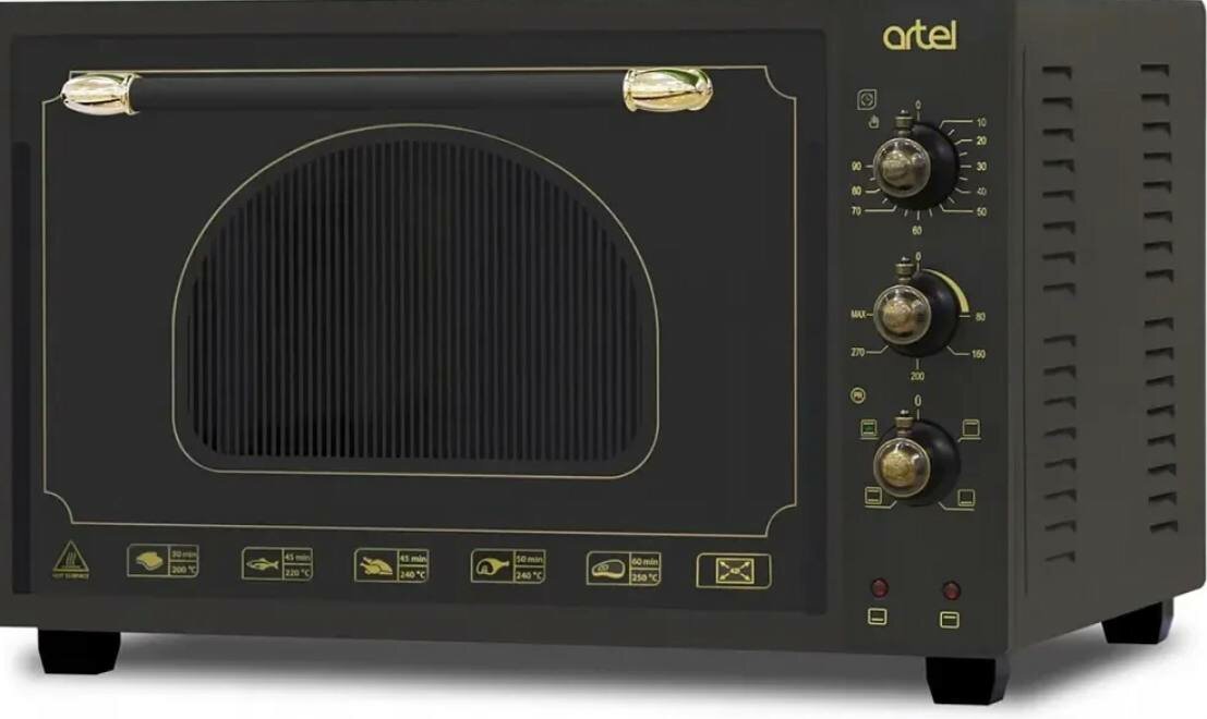Мини-печь Artel Art-Retro MD-3618, ретро-дизайн, черная, 1400 Вт — фото 1