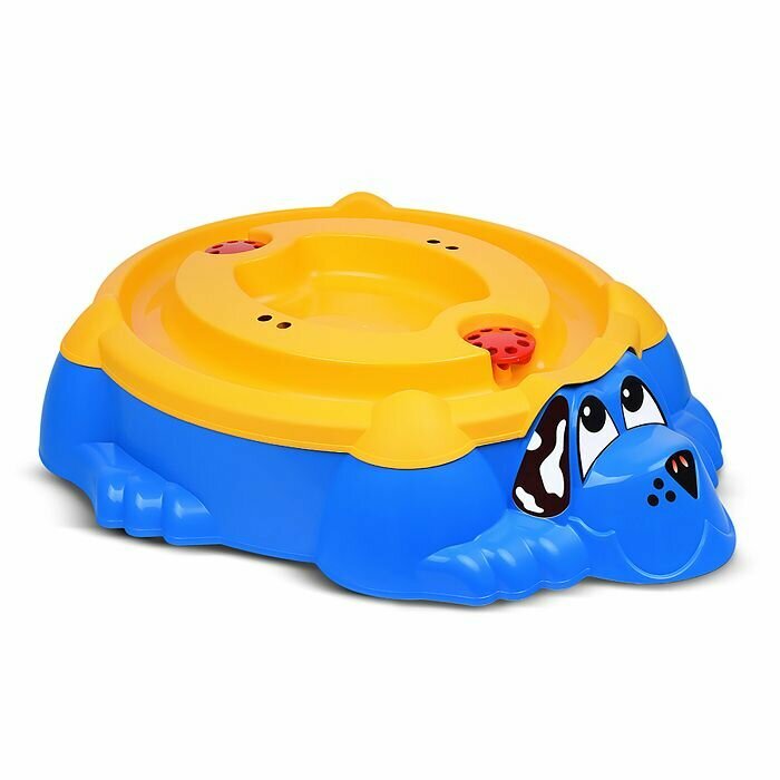 Песочница Sheffilton KIDS "Собачка", с крышкой, желто-голубая
