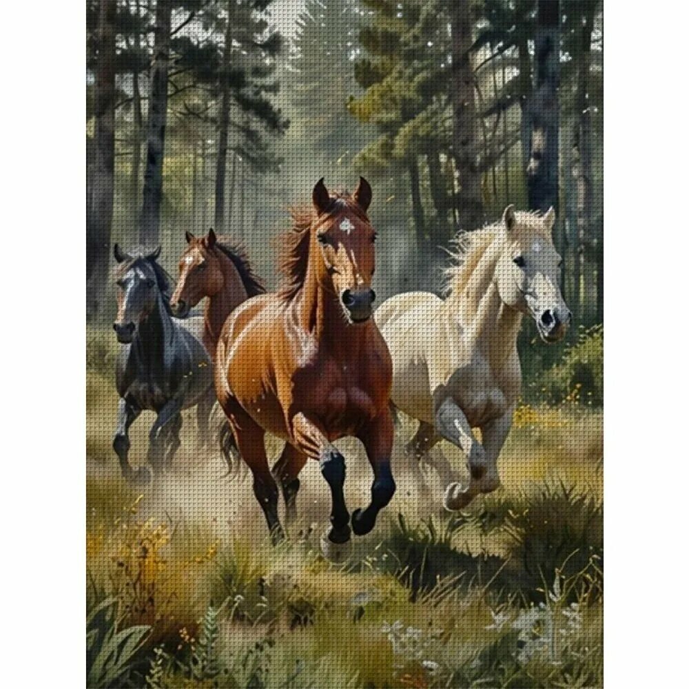 Набор вышивка художественная Лошадь, хлопок, 11CT, 40x55 см