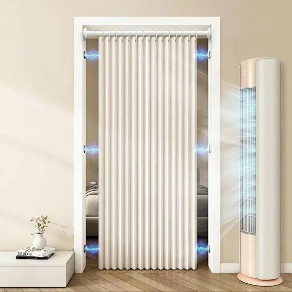 Занавеска на дверь 120x200 см светло-бежевый белый