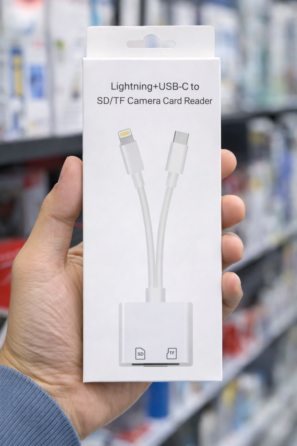 Картридер SD/TF с разъёмами Lightning и USB-C для iPhone и Android