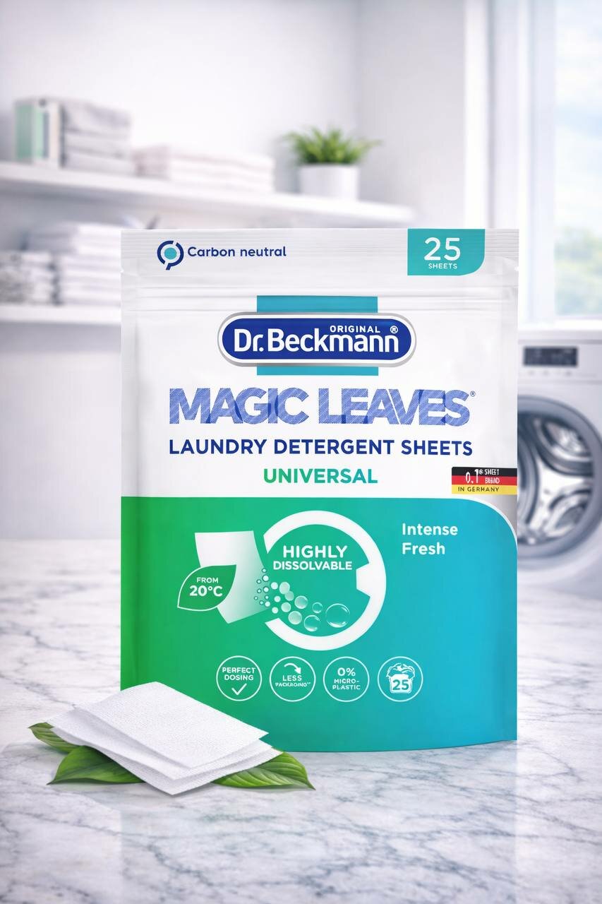 Стиральный порошок "Dr. Beckmann" Magic Leaves Universal, листовой, универсальный, 25 листов