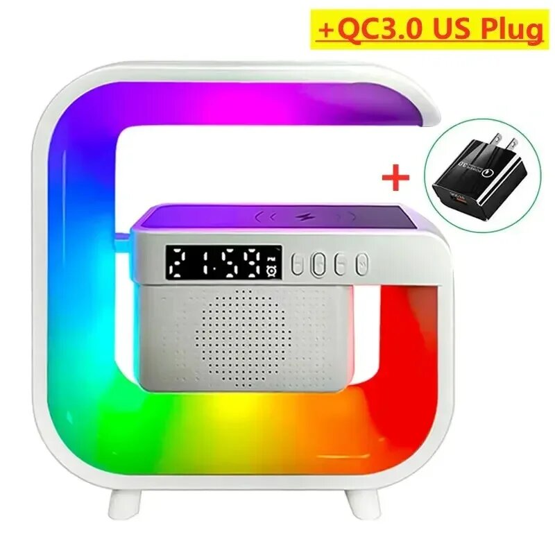 Зарядная станция, беспроводная, с будильником, RGB, быстрая зарядка, для iPhone, Samsung
