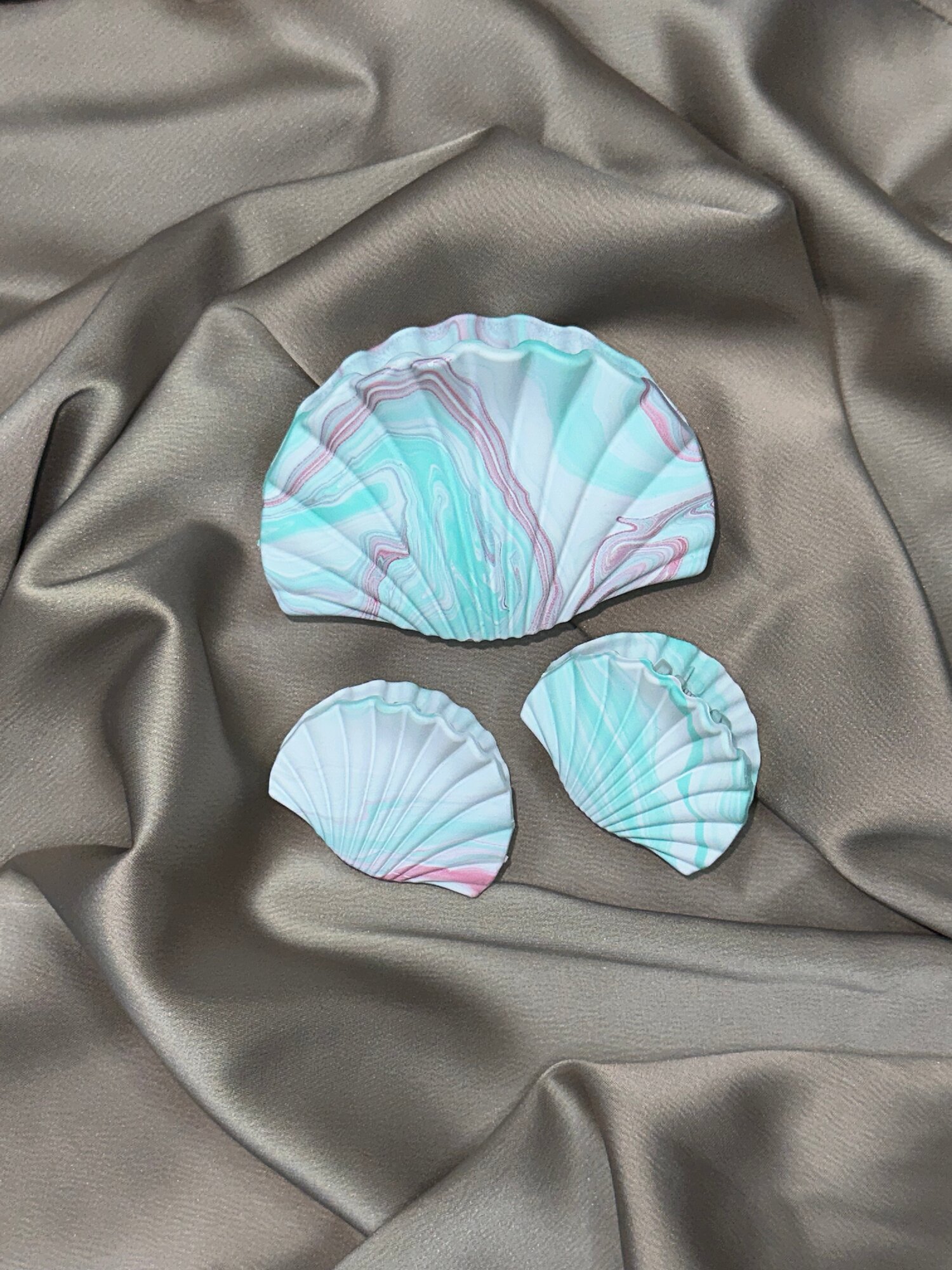 Заколка для волос "Ракушка", цвет берюзовый, корейская, стильная, модная, зажим крабик