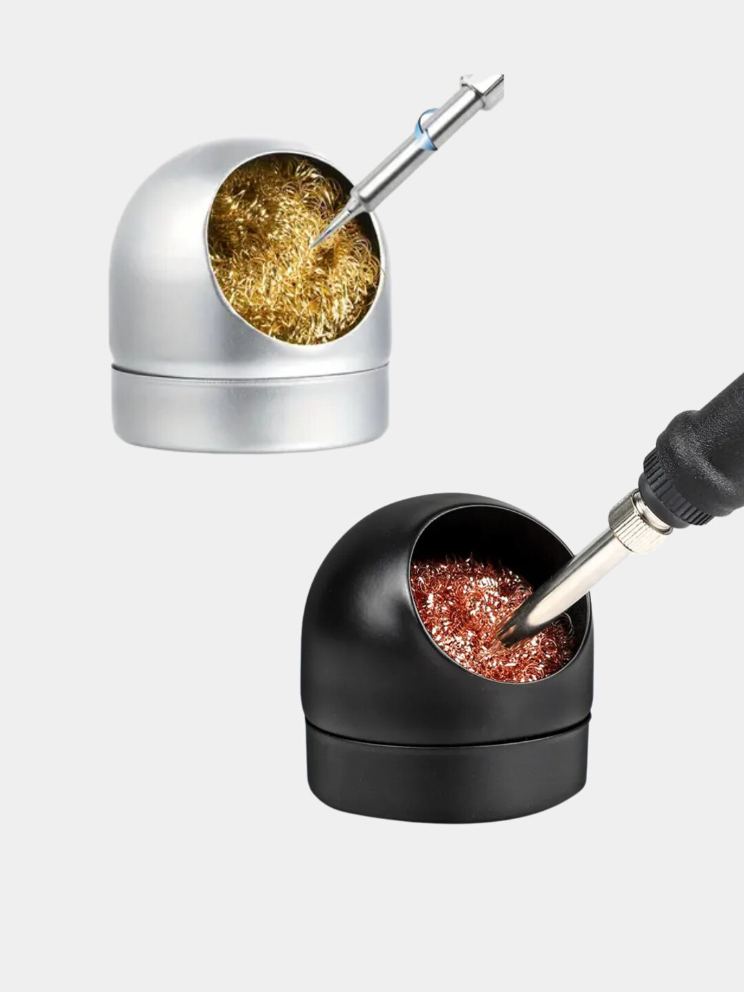 Металлическая губка для чистки жала паяльника, в боксе, черный, серебряный цвет