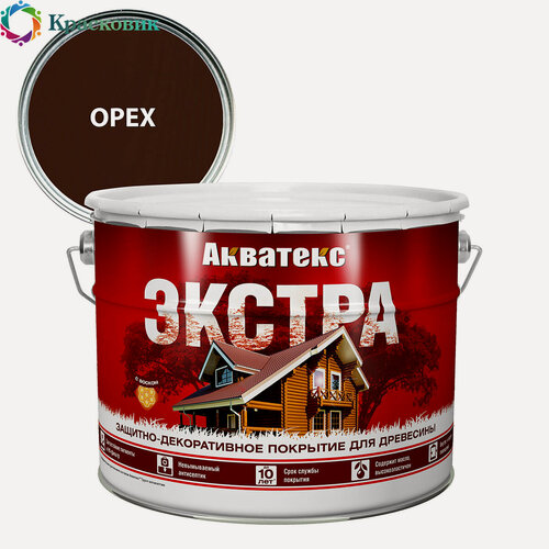Изображение товара Защитно-декоративное покрытие для дерева акватекс экстра алкидное, полуглянцевое, орех 9л