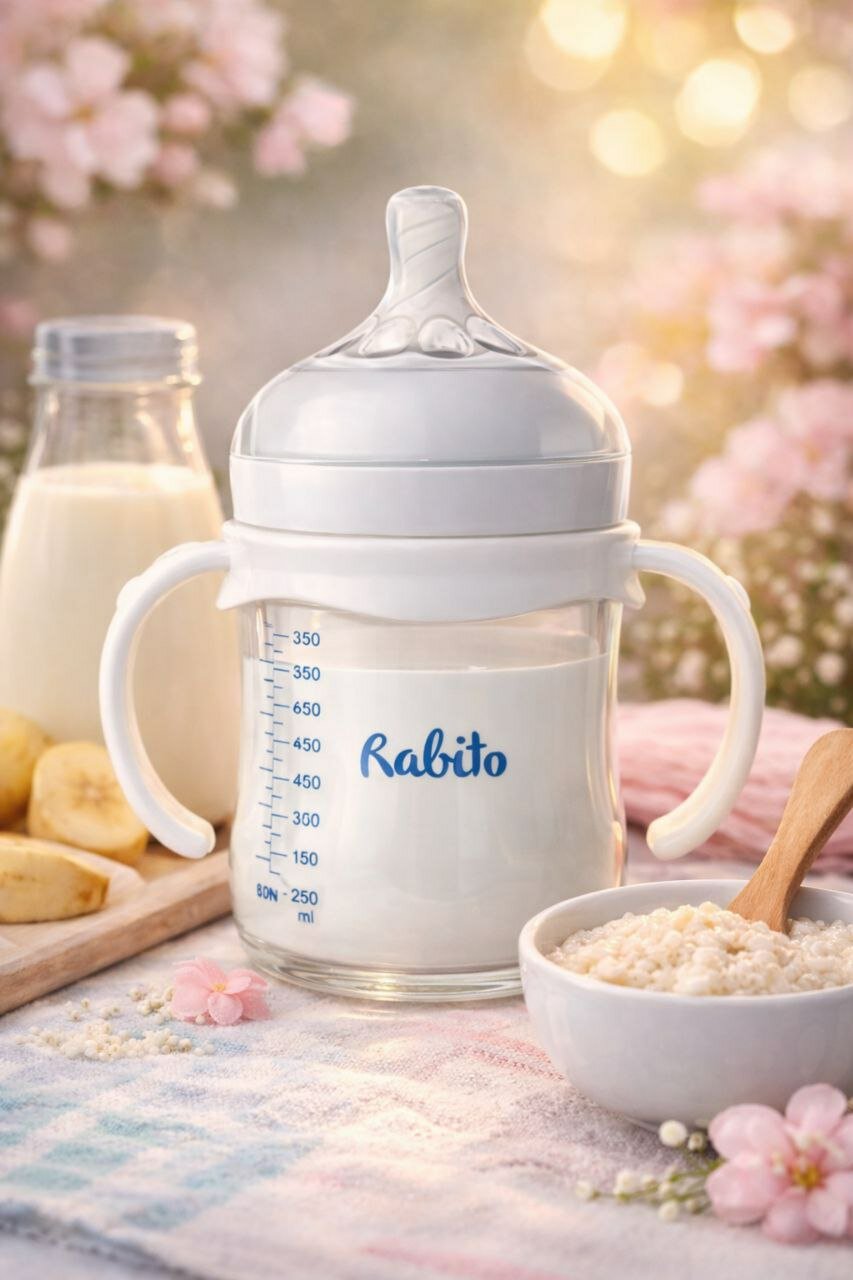 Rabito: детская бутылочка 120 мл с удобной ручкой и мягкой соской ✨