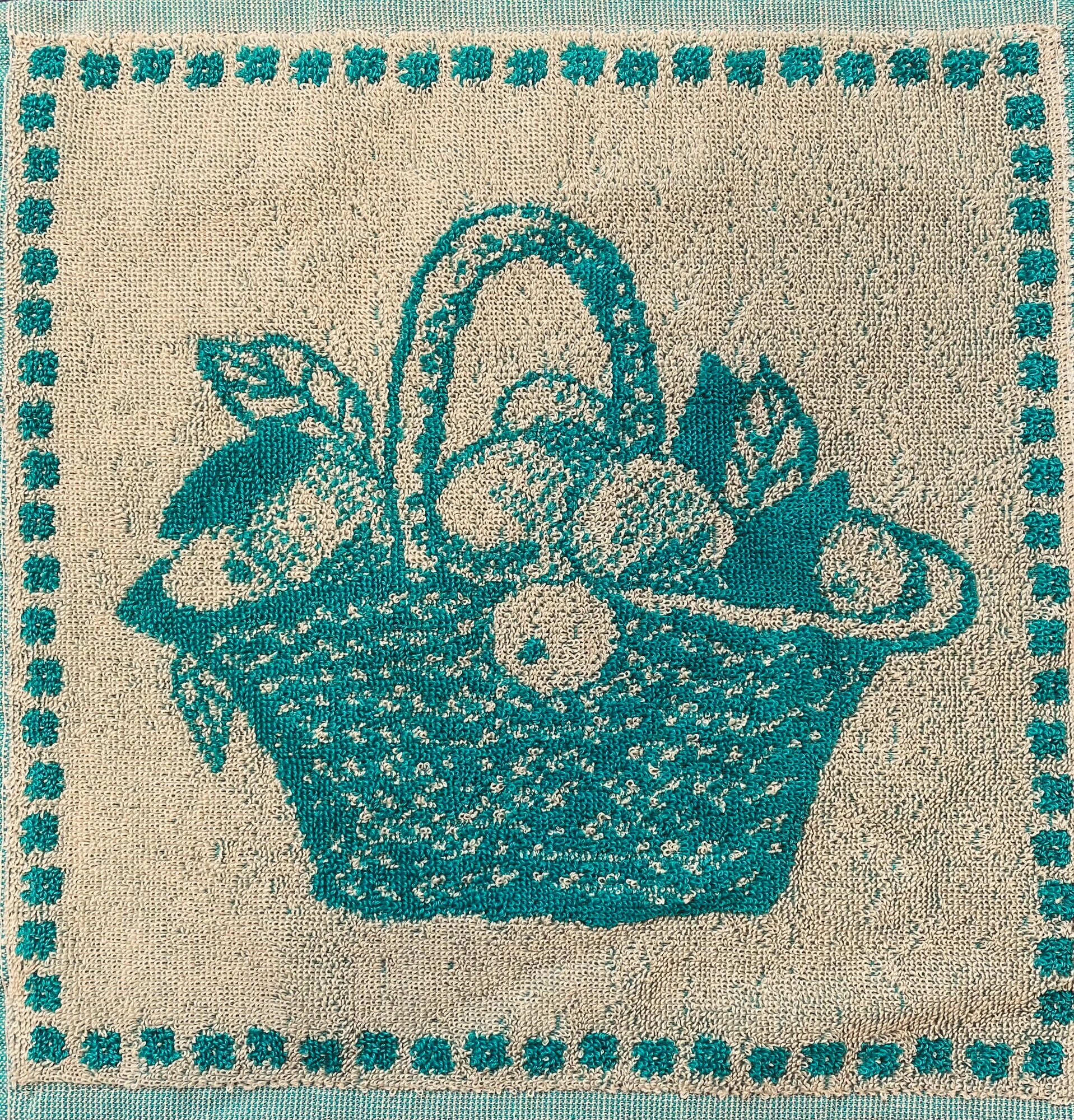 Полотенце махровое, Салфетка для рук и лица, для кухни двухсторонняя в подарок на День рождения, Новый год, Юбилей "Корзина" Зеленое 33*33 см