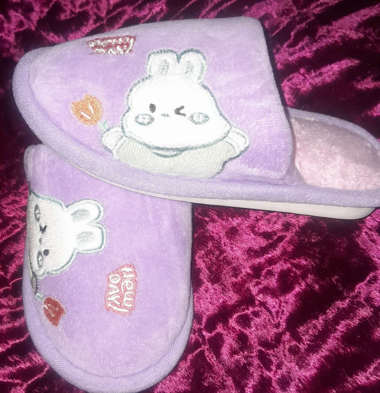 Тапочки, размер 30-31, фиолетовый/белый — фото 1