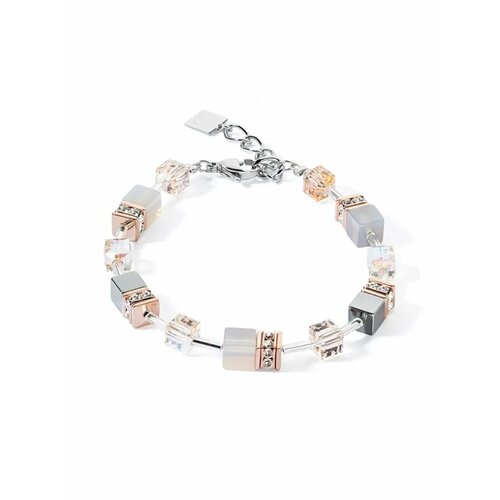 Браслет Coeur de Lion, кристаллы Swarovski, белый, желтый, бежевый, серый
