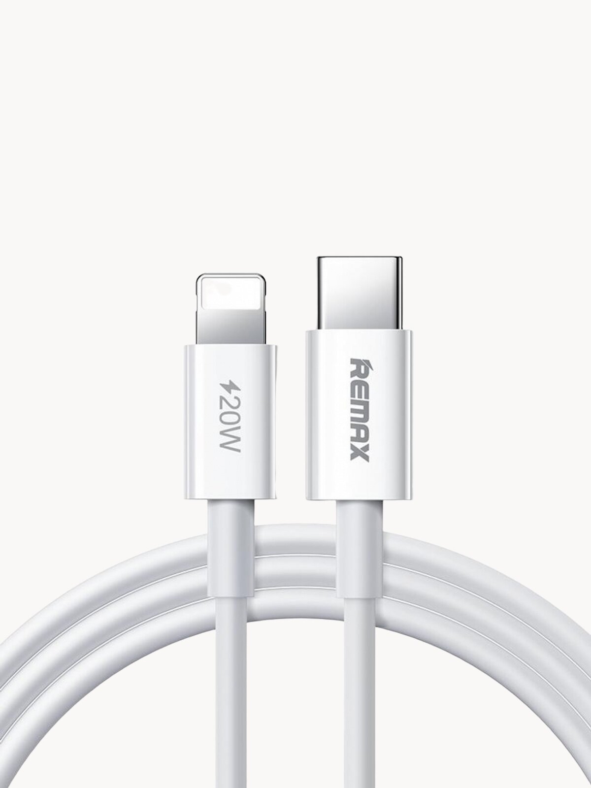 Кабель для быстрой зарядки смартфонов Remax RC-C026, USB Type-C Lightning, 20W, 1м, белый