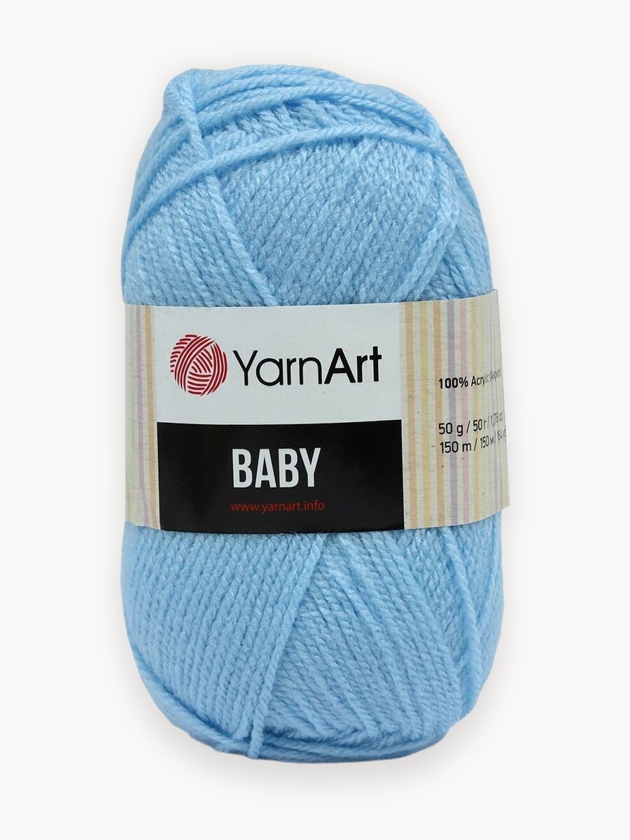 Пряжа для вязания YarnArt 'Baby' 50г, 150м (100% акрил) (215 светло-голубой), 5 мотков