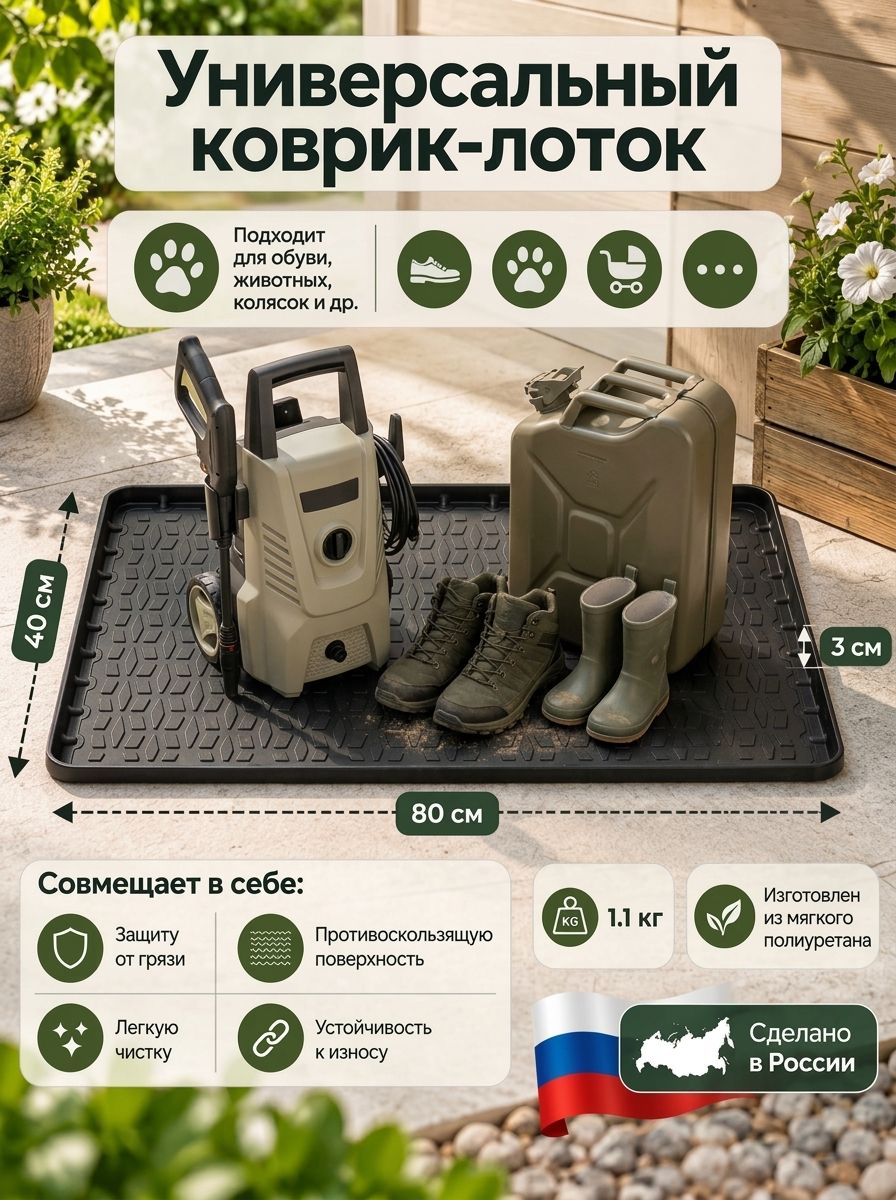 Поддон лоток коврик Универсальный (полиуретан) 80х40х3