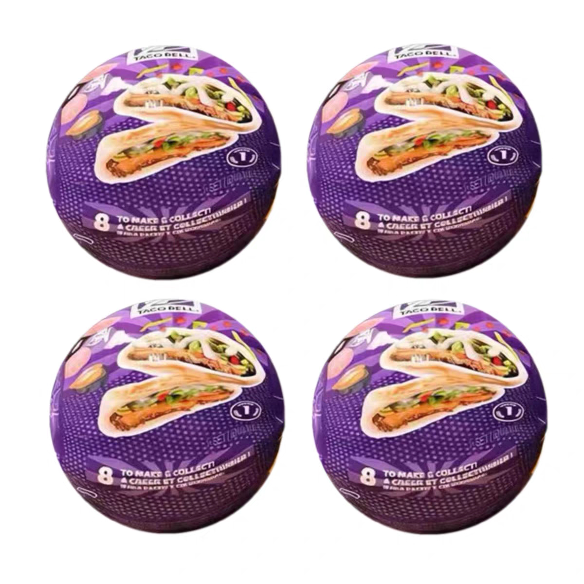 Miniverse Taco Bell Мини-игрушка с едой - 4 штуки подлинных Тач-бола, микрореплики для коллекционеров