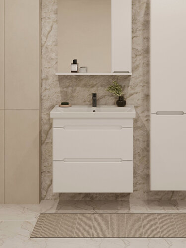 Изображение товара Тумба подвесная Vannika Flavia 80 с раковиной Фест 80 для ванной комнаты, белая