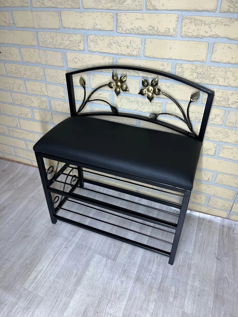Кованая банкетка №04, Студия кованой мебели Нива, цвет черный — фото 1