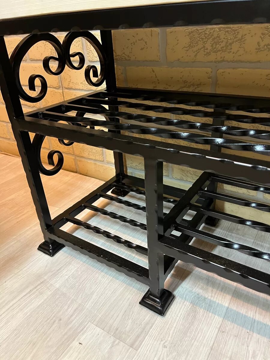 Кованая банкетка №44, Студия кованой мебели Нива, дерево, цвет белый — фото 1