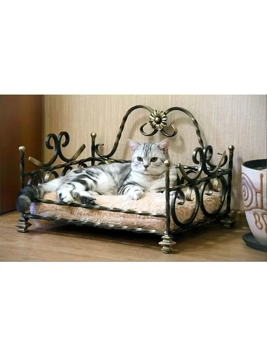 Лежанка для Кошек и Собак, Студия кованой мебели Нива, цвет античная бронза