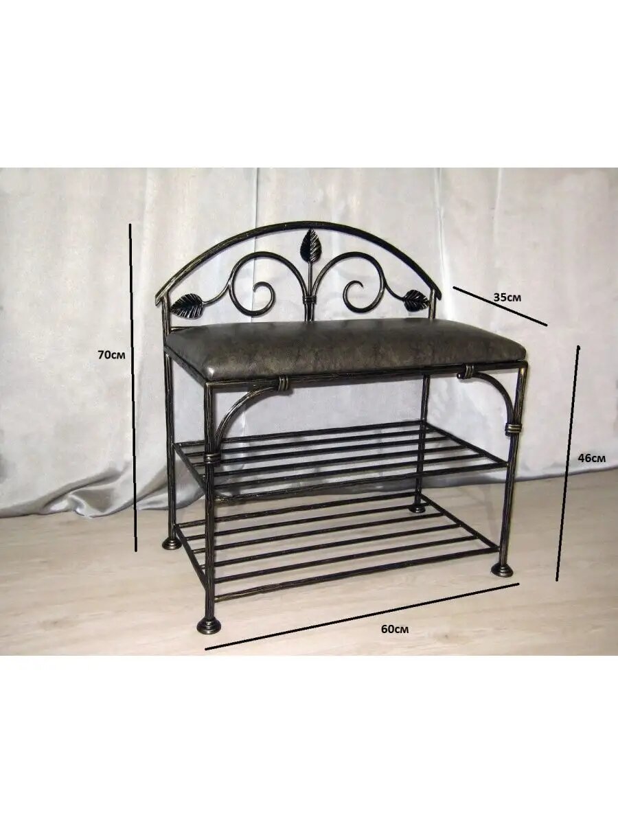 Кованая банкетка №46, Студия кованой мебели Нива, цвет черный матовый — фото 1