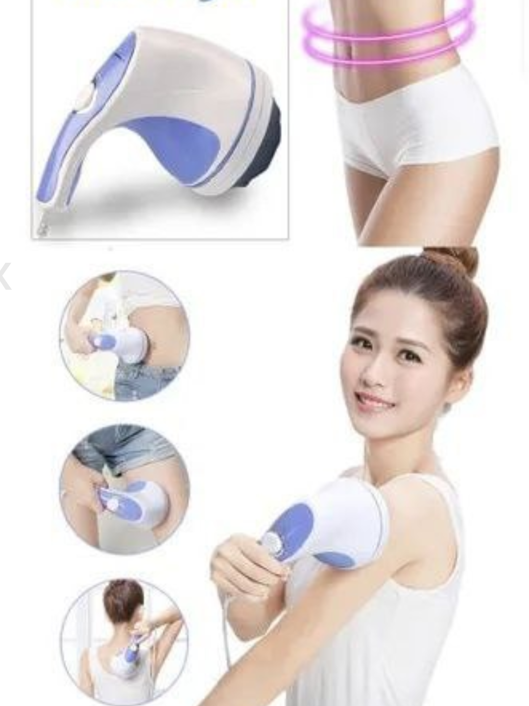 Массажёр Relax&Tone, электрический, с насадками, для тела и лица, 4 насадок, питание от сети