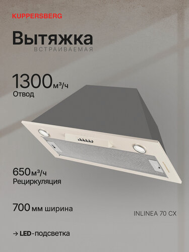 Изображение товара Вытяжка встраиваемая KUPPERSBERG INLINEA 70 CX (Модификация 2026 года)