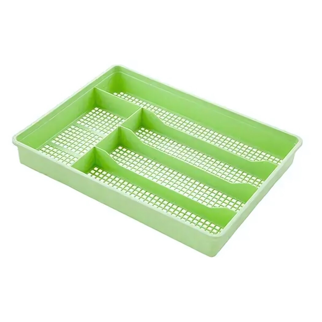 Лоток для столовых приборов с 5 секциями пластик сетчатое дно цвет светло-зеленый