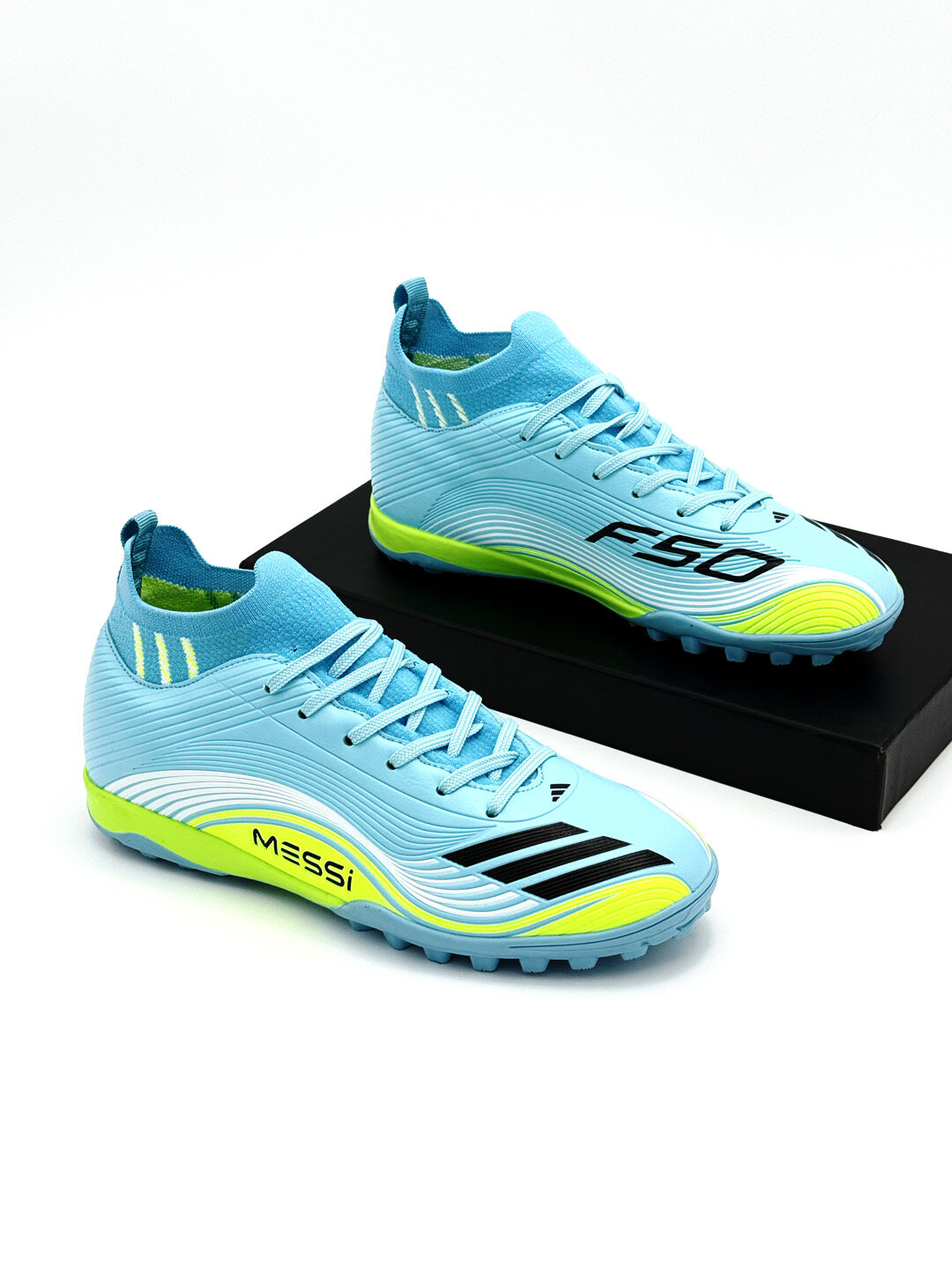 Бутсы , размер 45, голубой/белый