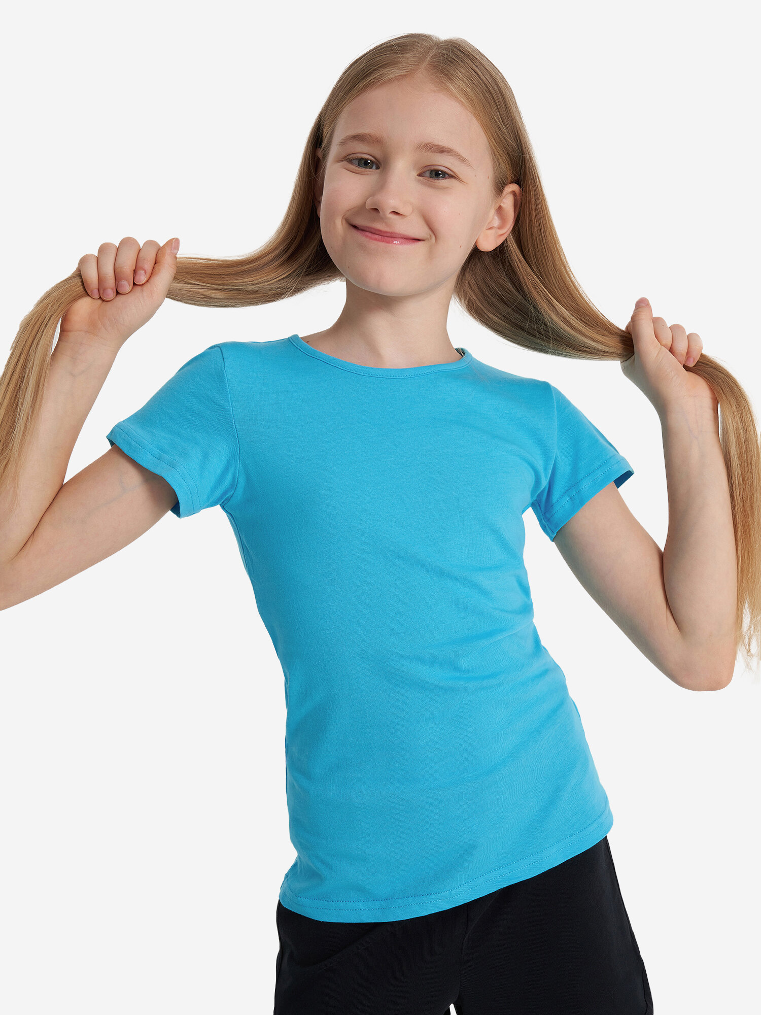 Футболка GSD, размер 134-140, ярко-голубой — фото 1