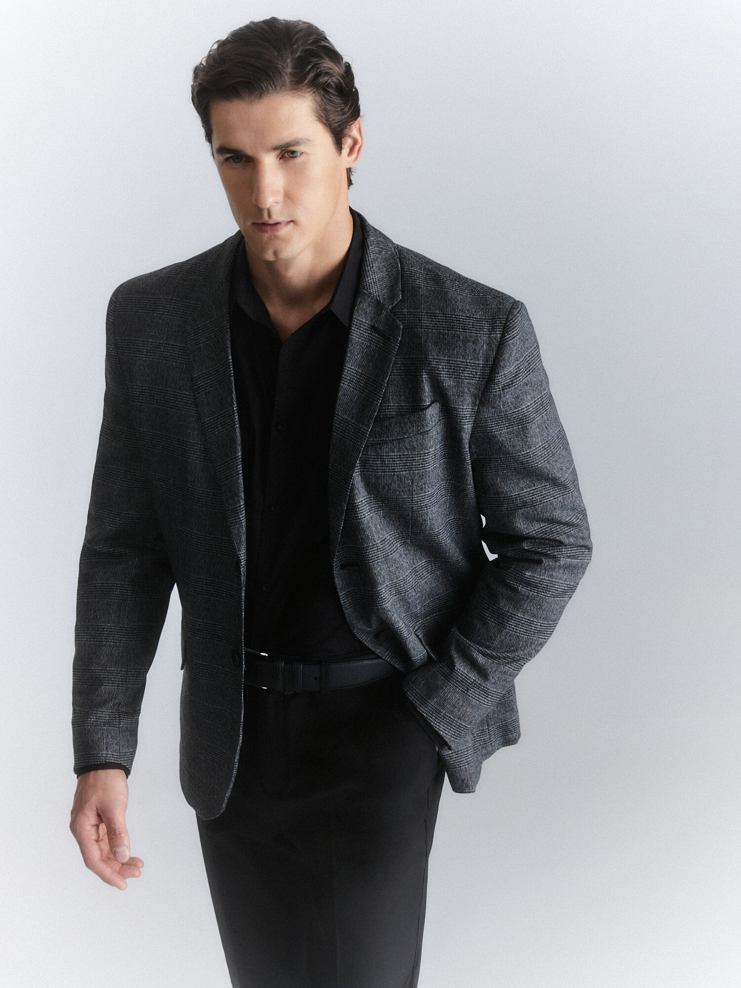 Пиджак Zarina Man размер L (RU 50)/182 серый графика мелкая