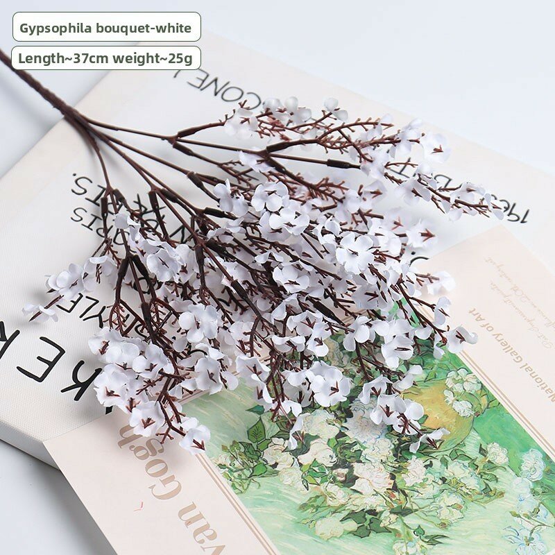 Гирлянда из шелковых цветов с узором гпсофила паникулата для праздничного оформления и фотозон белая