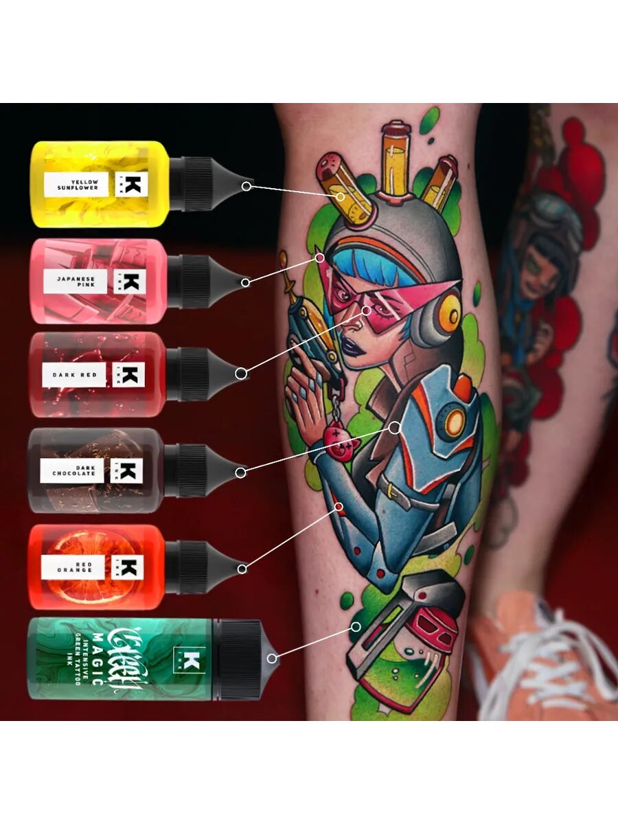 Краска для тату "Краска Tattoo Ink" 15 мл Желтый подсолнух / Yellow — фото 1