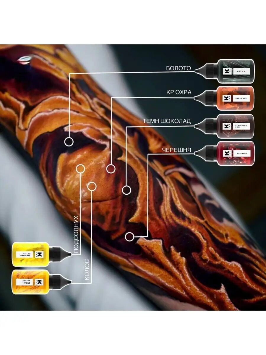 Краска для тату "Краска Tattoo Ink" 15 мл Желтый подсолнух / Yellow — фото 1