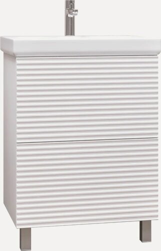 Изображение товара Тумба под раковину без столешницы Vigo Otti 65 с ножками, белая, глянцевая, из МДФ, тумба для ванной, с ящиками, с доводчиками