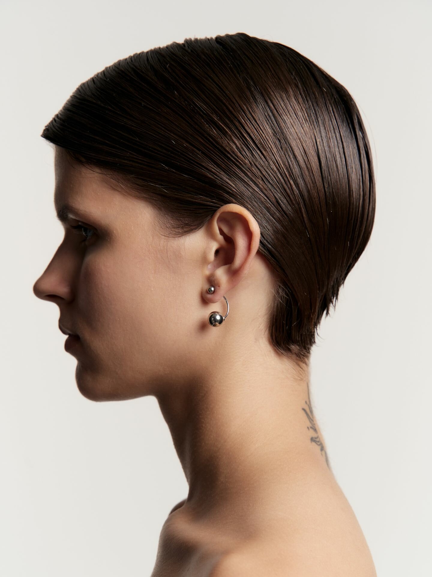 Серьги пусеты RESURS, серый, серебряный — фото 1