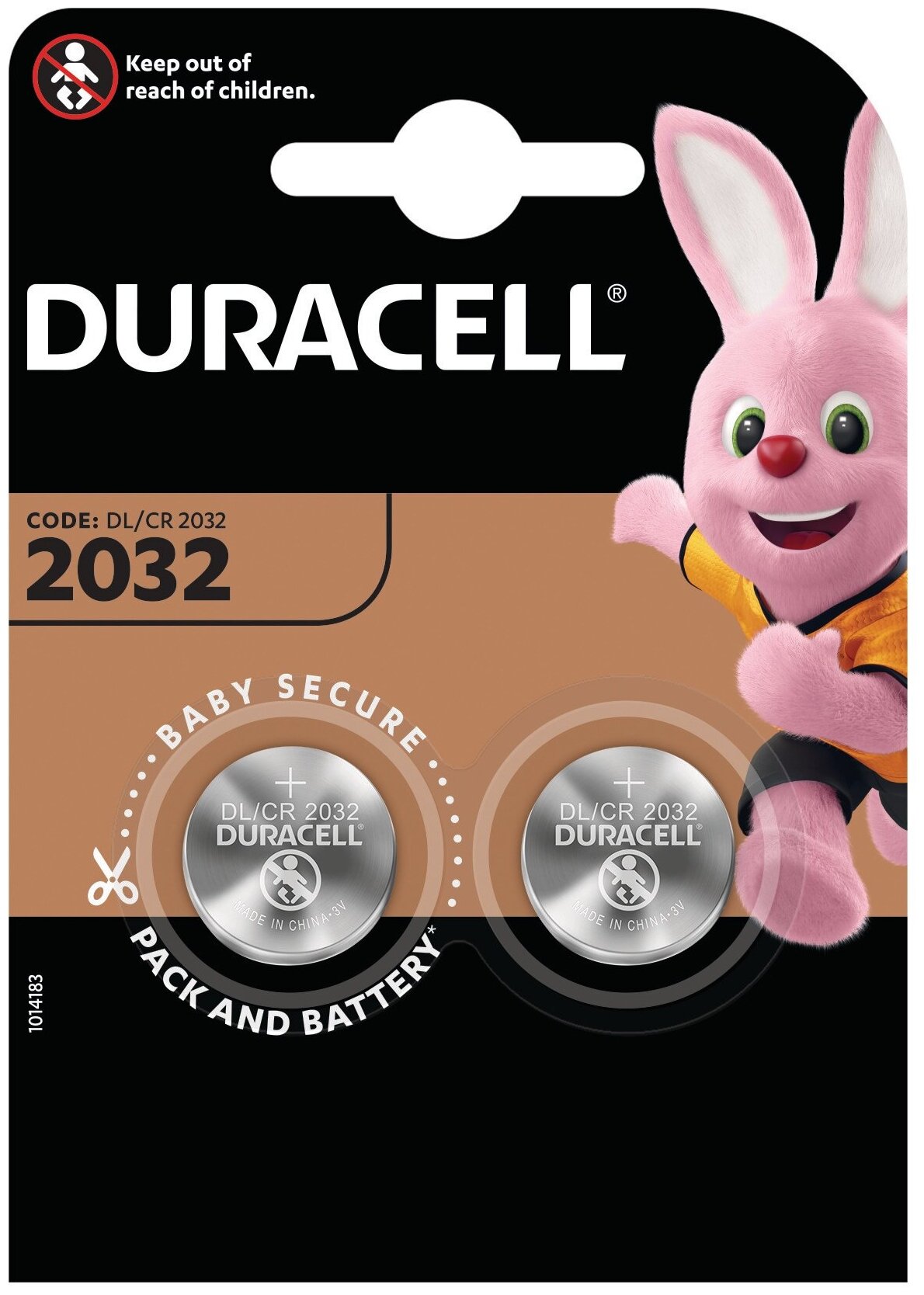 Батарейки DURACELL Lithium, CR2032, литиевые, комплект 2 шт, в блистере454659