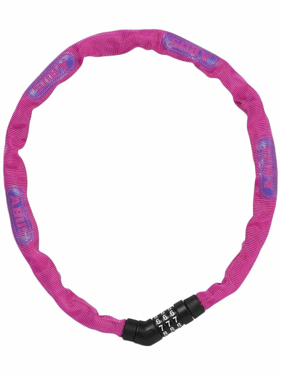 Замок 05-0072481 вело цепь на коде 3х разр 4804C/75см PK STEEL-O-CHAIN 4мм. класс защиты 3/15 розовый ABUS