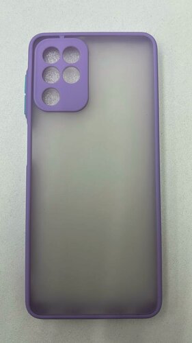 Изображение товара Защитный чехол для Samsung Galaxy A22/ M22/ M32 с фиолетовой окантовкой и с защитой камеры, силикон и пластик, матовый
