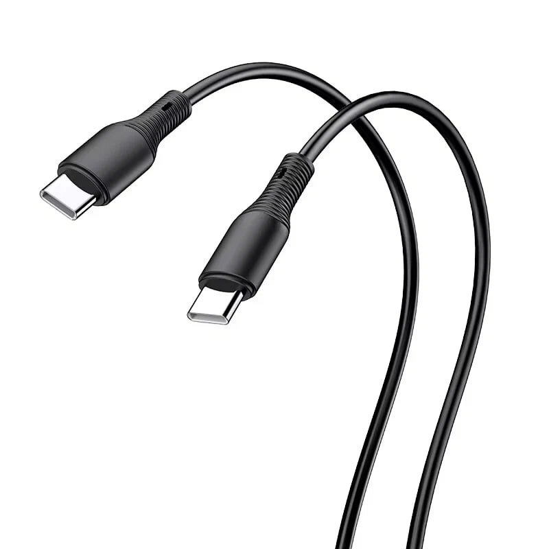 Кабель KAKUSIGA, для быстрой зарядки Type-C - Type-C, 60Вт, 1м, черный — фото 1