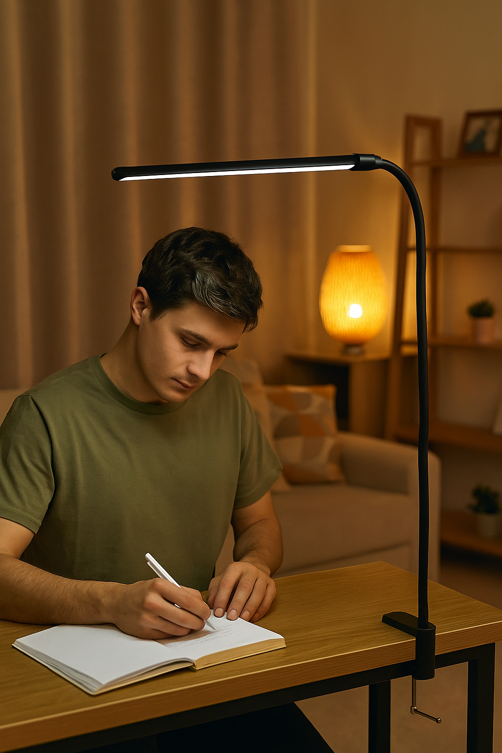 Настольная лампа, светильник, светодиодный, 12 Вт, для рабочего стола, на струбцине, гибкий провод — фото 1